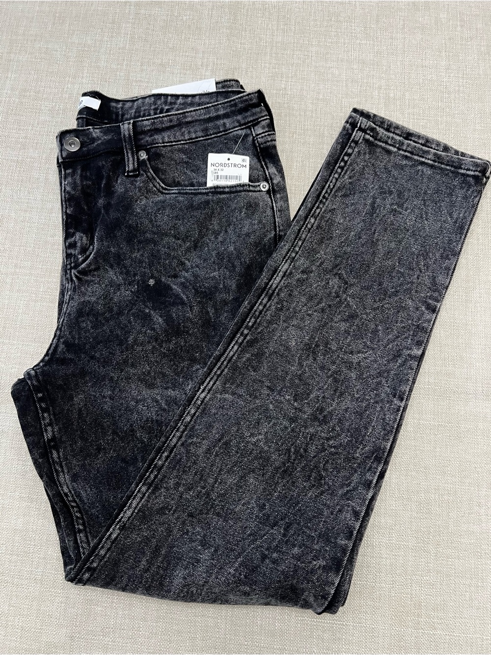 BP Nordstrom Men's Acid Wash Black Jeans Size 34x32 NWT Slim Straight Punk Rock